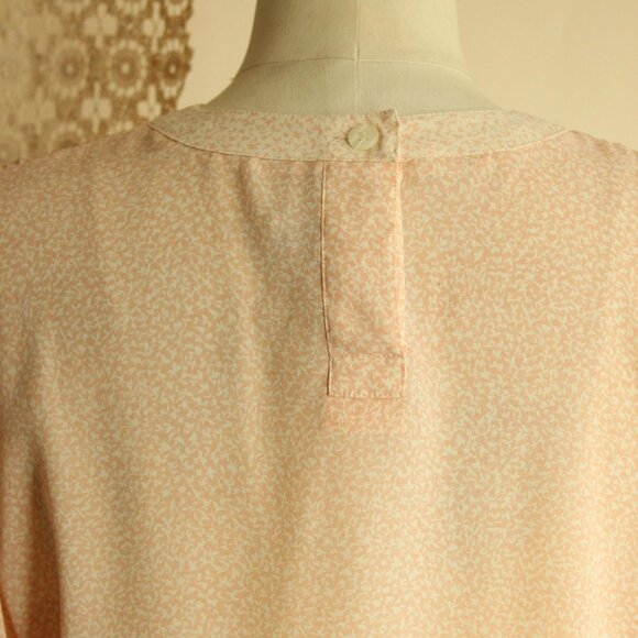 Vintage 1980s Blouse, SK & Company Pink and Cream Top, Grandma Cottage Core - Picture 9 of 10